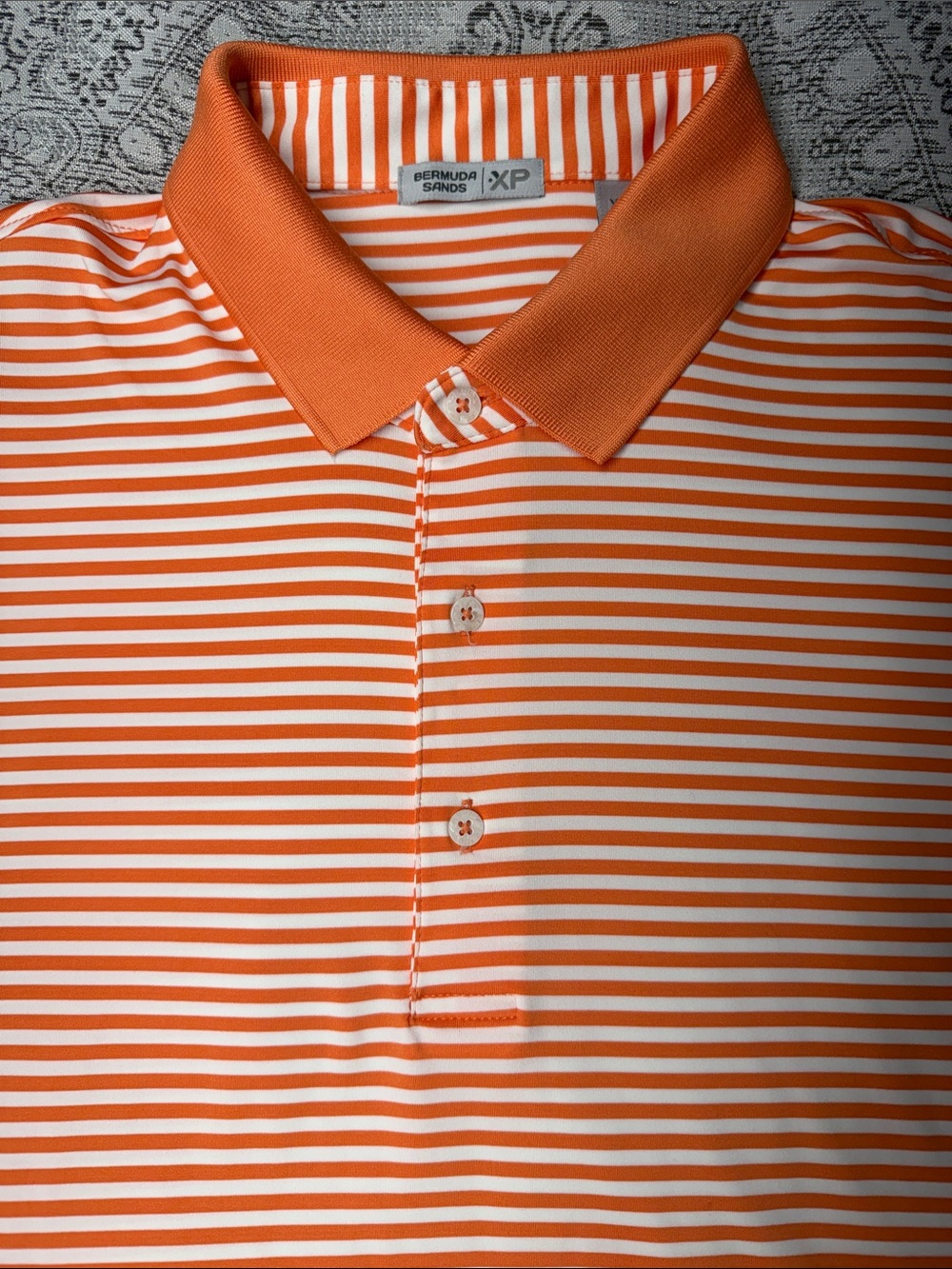 Bermuda Sands XP - Orange Striped Polo Shirt - XL